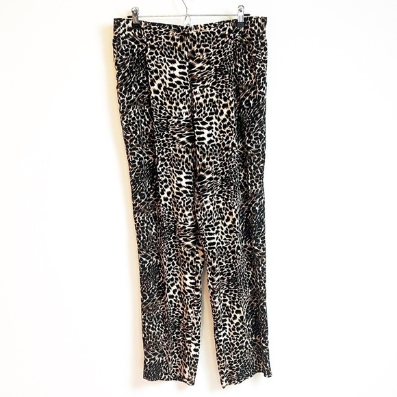 NEW Gianni Bini Leopard High Rise Straight Leg Pleated Pants Brown Black Pockets - Picture 3 of 9